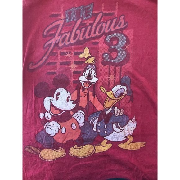 Disney Men’s Size 2XL Red “The Fabulous 3” Graphic Short Sleeve Shirt - Picture 4 of 5